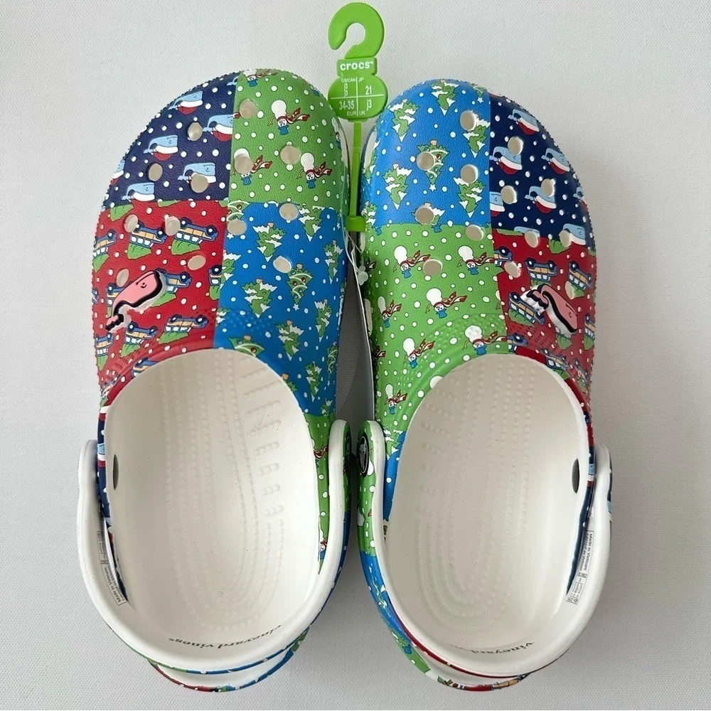 CROCS x Vineyard Vines HOLIDAY PATCHWORK CLOGS Size 3 Kids